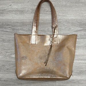 FRYE METALLIC LEATHER BAG ROSE GOLD